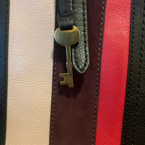 Fossil Black Multicolor Leather & Fur Bag Shoulder Strap Backpack Crossbody. - Picture 4 of 11